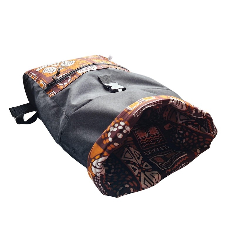 Veekindel rolltop-seljakott – Orange Pattern | Drinbags - Image 3