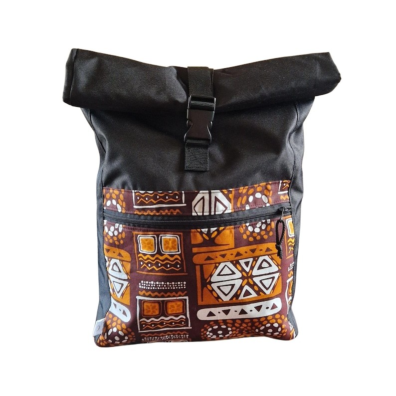 Veekindel rolltop-seljakott – Orange Pattern | Drinbags - Image 7
