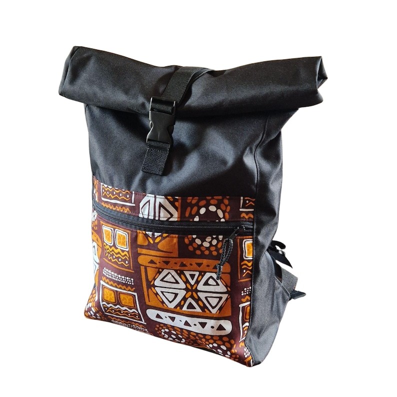 Veekindel rolltop-seljakott – Orange Pattern | Drinbags - Image 5